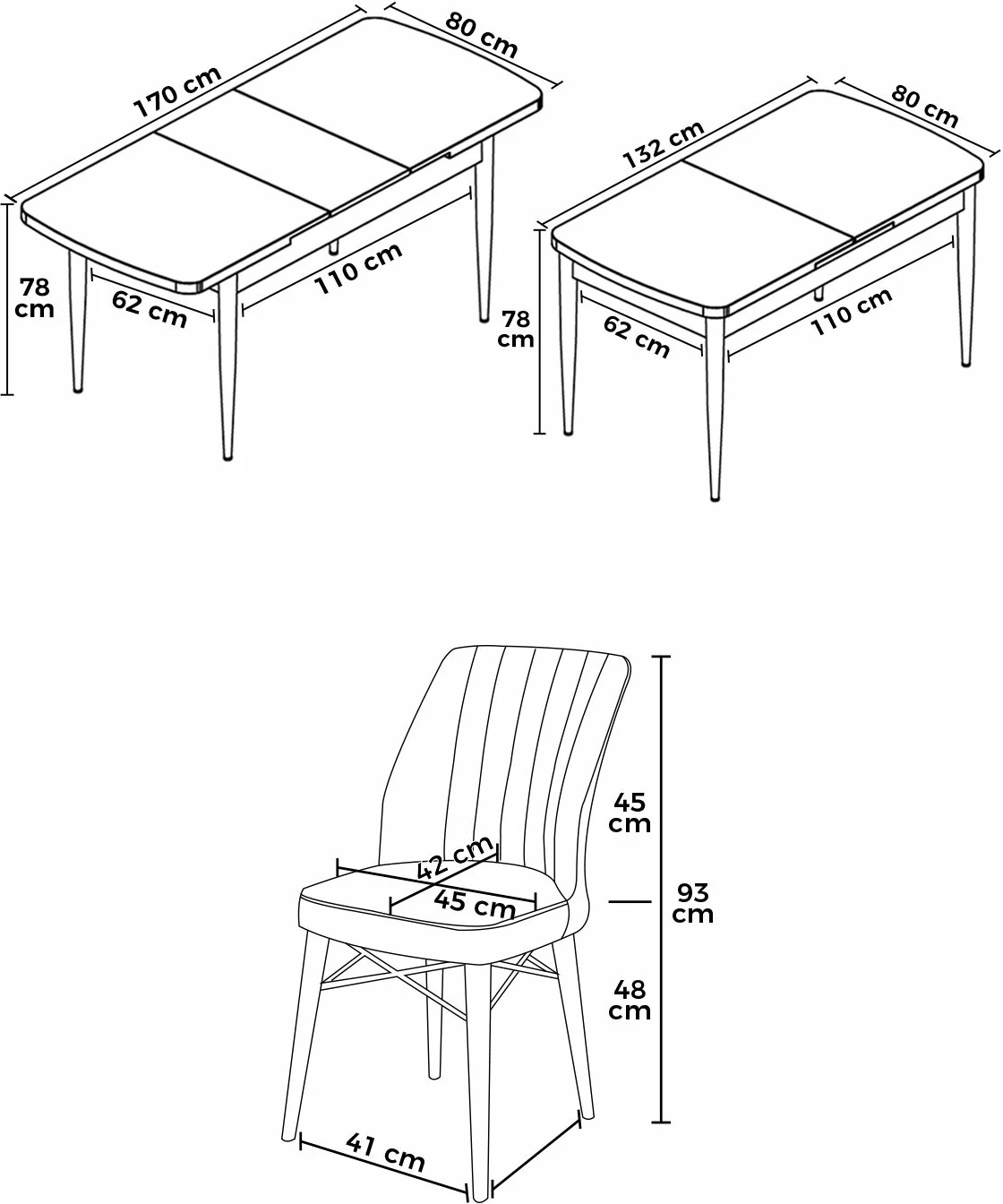 Raztegljiv jedilni set 7-delni, baročen, turkizna, Skye Decor