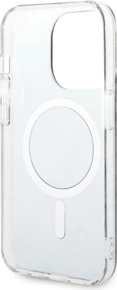 Trd ovitek z brezžičnim polnilcem za iPhone 14 Pro 6,1", Guess GUBPP14LH4EACSK, 4G Print, črn