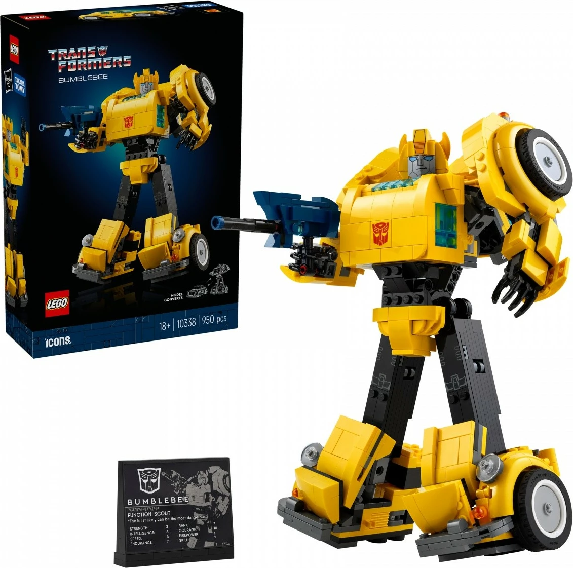Zbirateljski gradbeni set 950 kosov LEGO Icons Transformers Bumblebee 10338, rumen