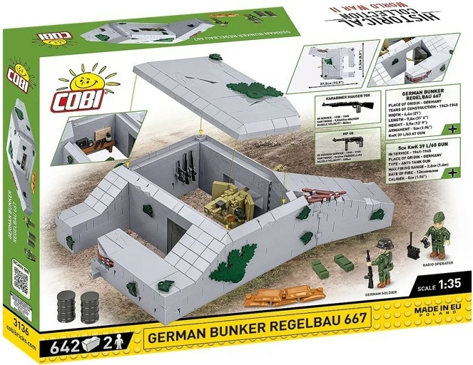 Model bunkerja, Cobi Klocki German Bunker Regelbau 667, 642 delov, z figuricami, plastika