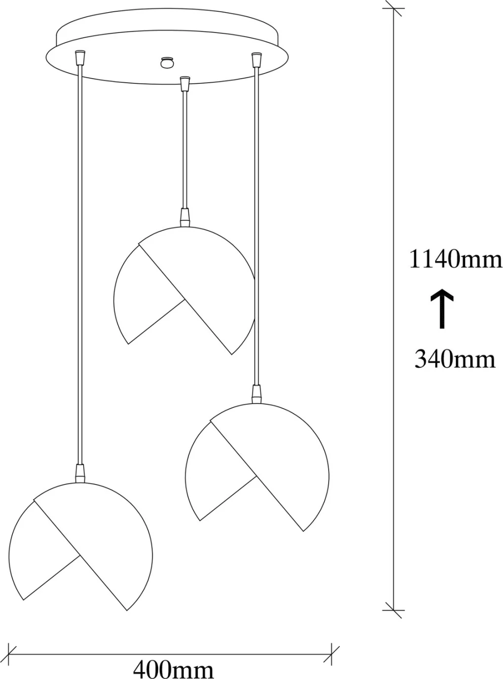 Viseča svetilka črna z zlatom FH7245 Φ40x114 cm