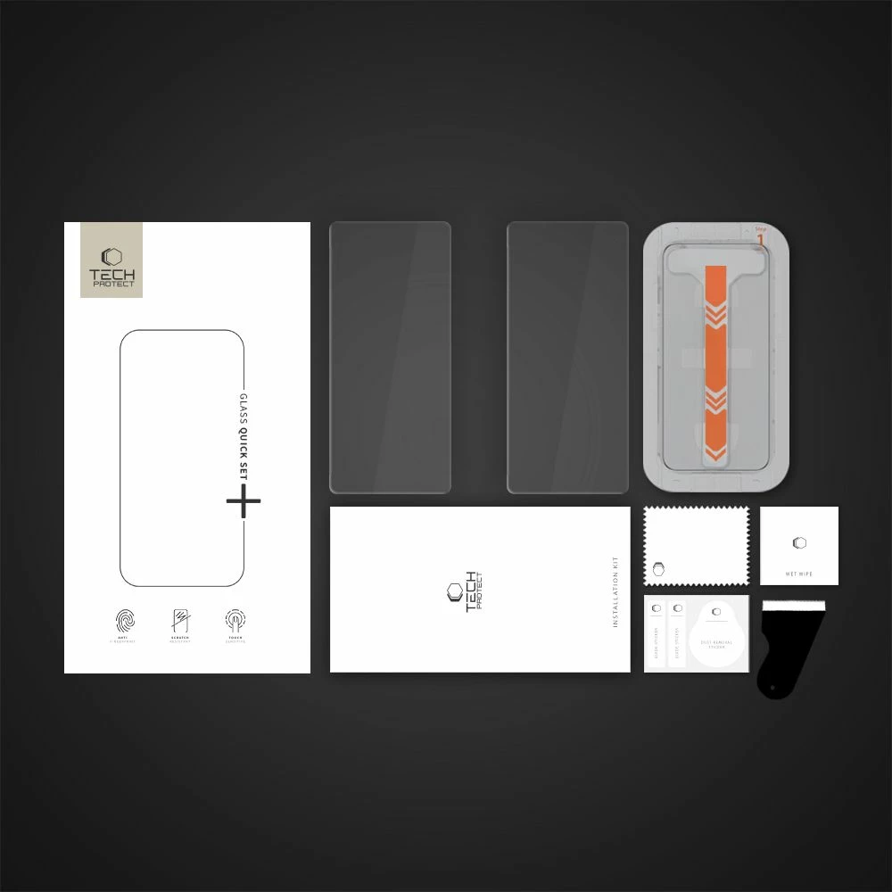 Zaščitno steklo Tech-Protect Quick Set+ za Samsung Galaxy S25, prozorno, komplet 2 kosa