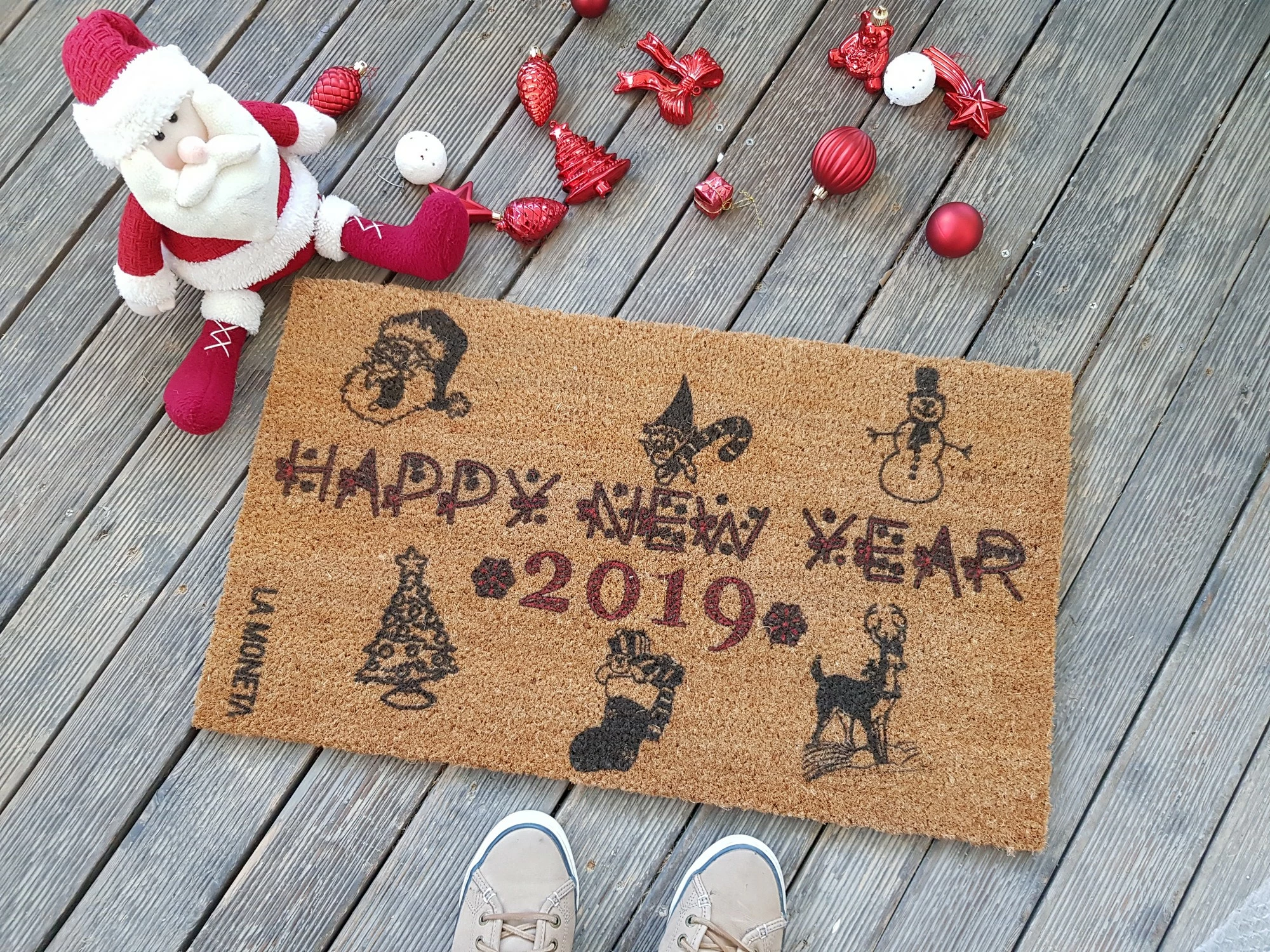 Predpražnik iz kokosovih vlaken Coco, dizajn Aberto Happy 2019, rjav in črn, 70 x 40 cm