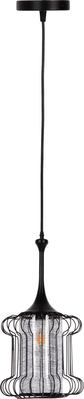 Stropna viseča svetilka FH4087 črna kovina-bela tkanina Φ24x130Hcm