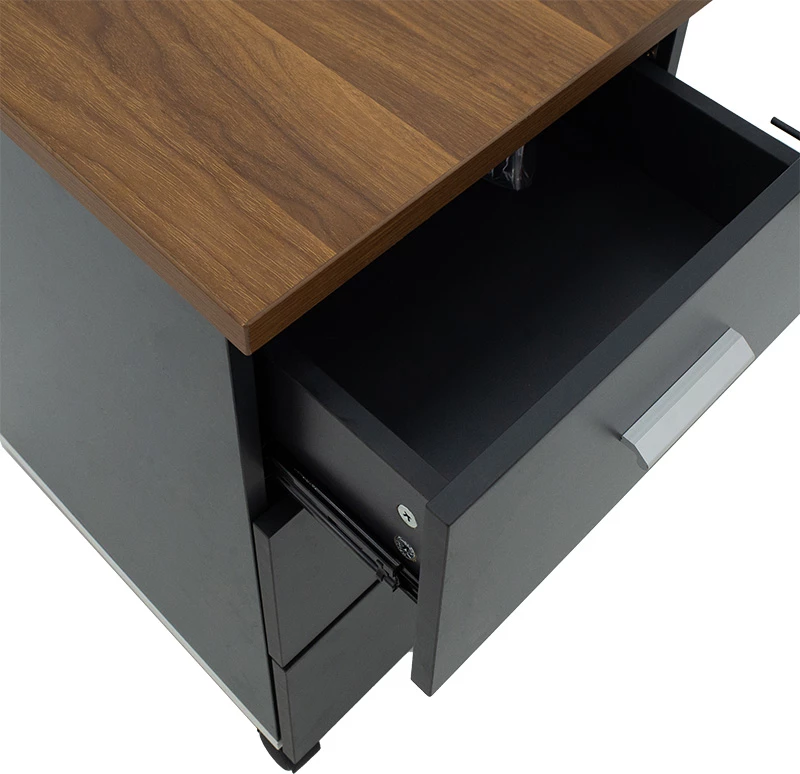 Komoda na kolesih, 3 predali, oreh-antracit, 40x48x63 cm Oscar