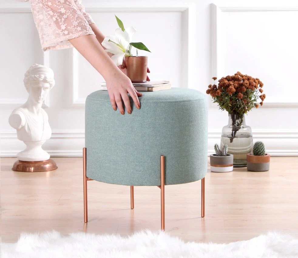 Puf v morsko zeleni barvi, bakrene noge, 43 - Atelier del Sofa