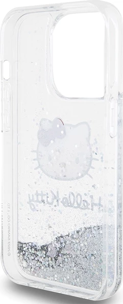 Ovitek za telefon Liquid Glitter Charms Kitty Head, Hello Kitty, za iPhone 13 / 13 Pro, srebrn