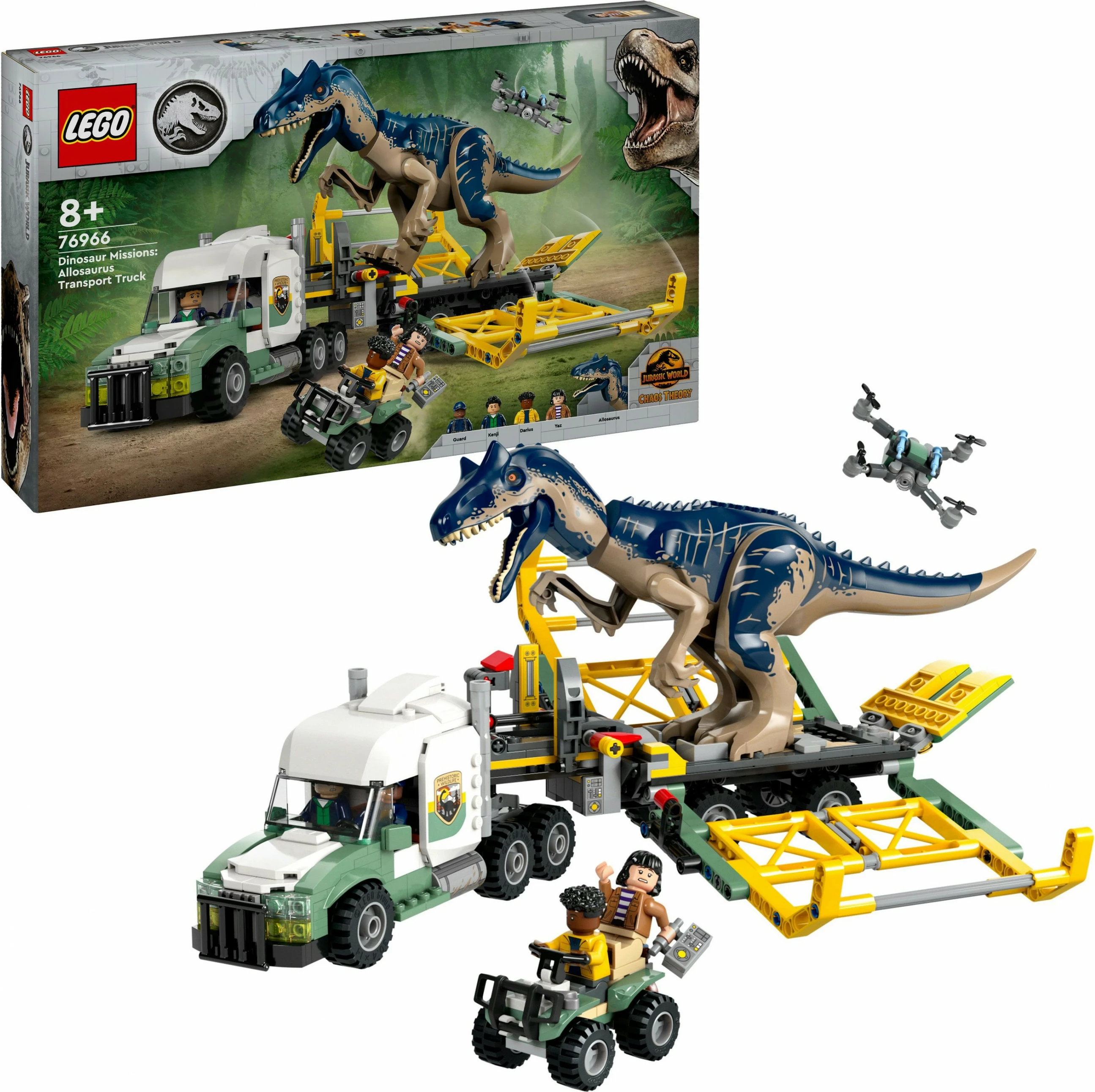 Set za gradnjo Allosaurus Transporter LEGO Jurassic World 76966, 588 kosov, večbarven