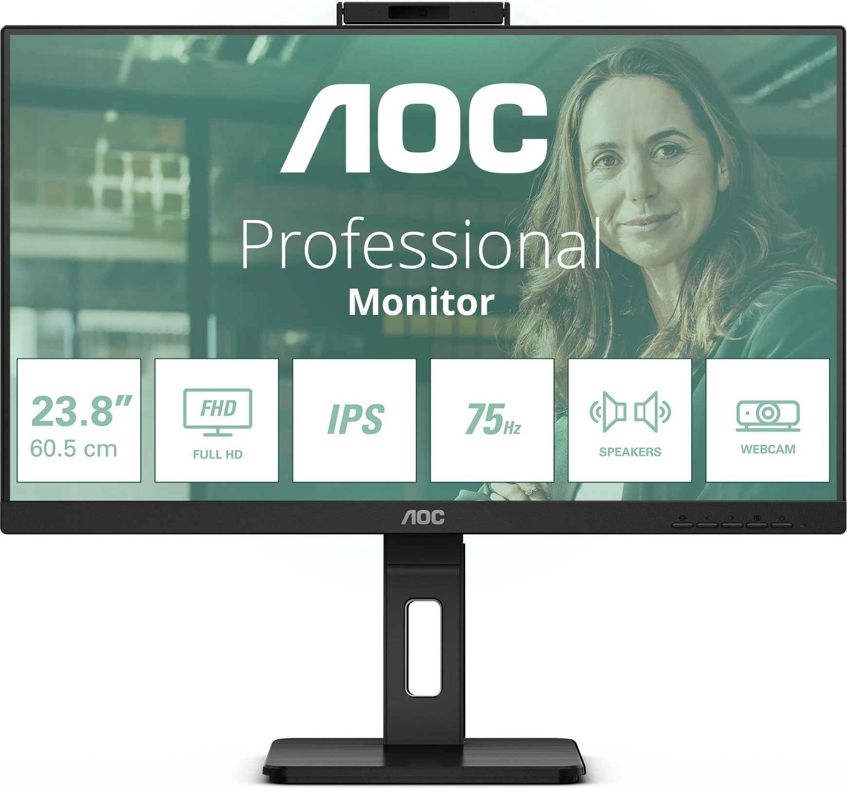 Monitor 23,8-palčni IPS Full HD 75Hz z zvočniki in spletno kamero AOC 24P3QW