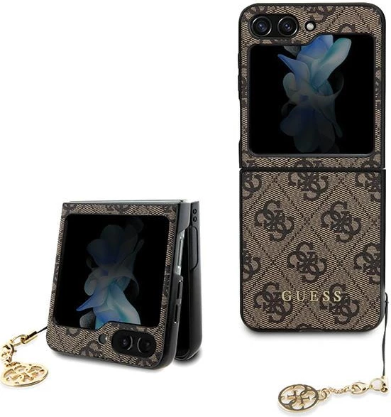 Ovitek za telefon Guess 4G Charms za Samsung Galaxy Z Flip 5, rjav