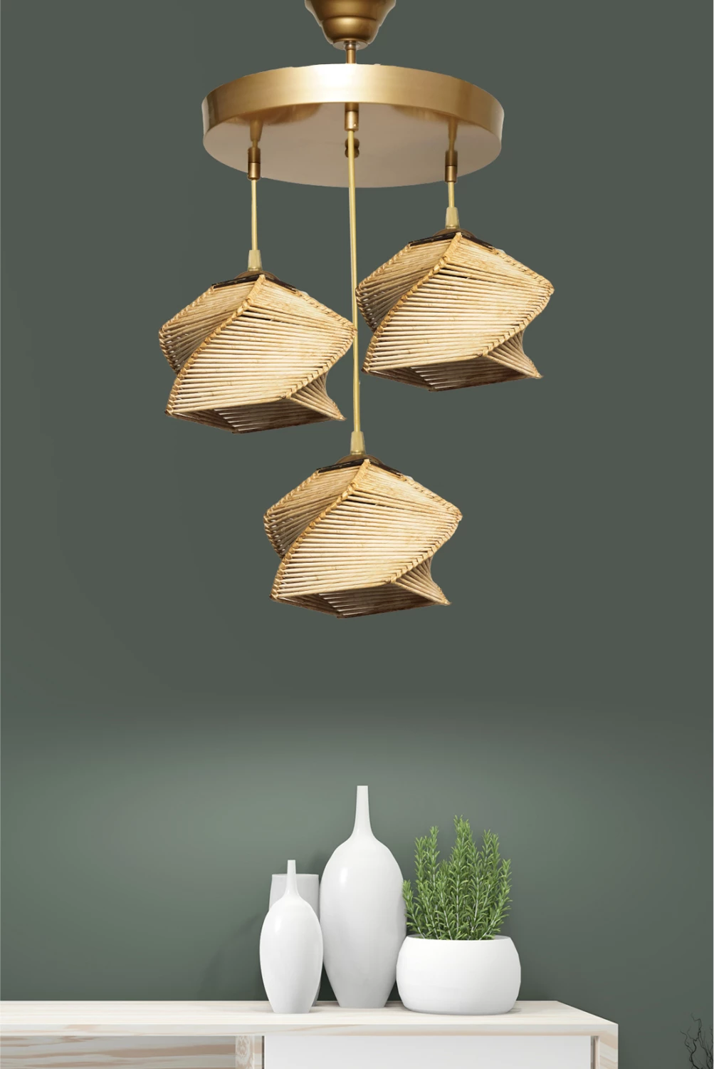 Notranja viseča svetilka v naravni barvi FH7493.02 35x35x85 cm