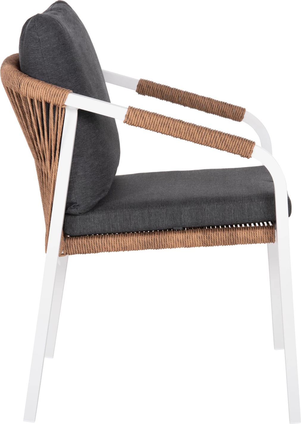 Fotelj MAERLY FH6051.01 bel aluminij-antracit blazine-P.E. ratan v svetlo rjavi barvi 55,5x62,5x85Hcm