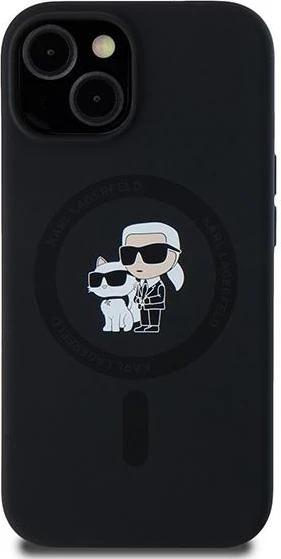 Silikonski ovitek za telefon MagSafe za iPhone 15/14/13, črn — Karl Lagerfeld Karl & Choupette