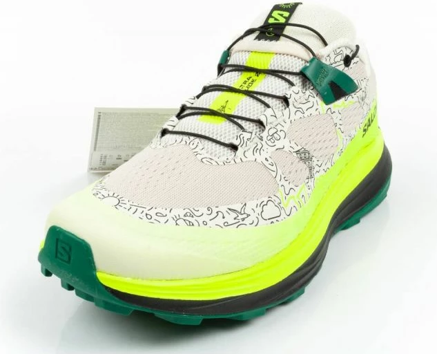 Tekmovalne tekaške copate Salomon Ultra Glide 473074, bež/zelene