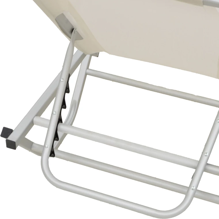 Ležalnik iz aluminija, zložljiv, iz textilena, svetlo bež, 56x188x30 cm - Dessie