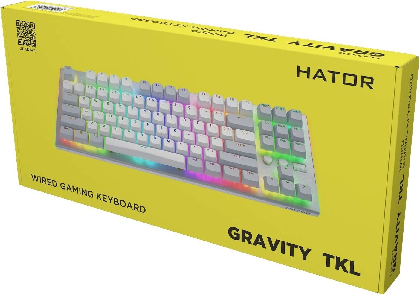 Mehanska tipkovnica Hator Gravity TKL HTK561, RGB, Hot-Swap, bela-siva