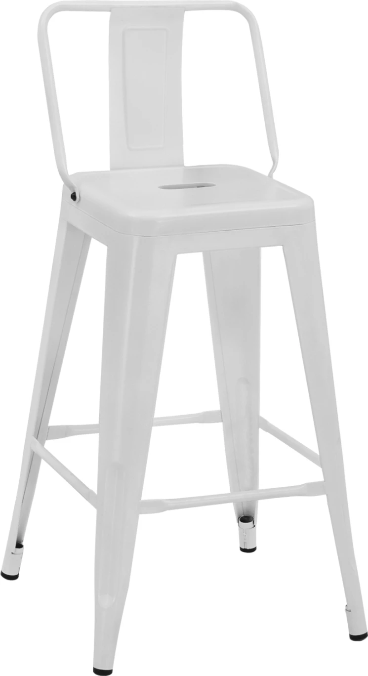 Barski stol srednje višine MELITA-PRO FH8574.41 kovinski v mat beli barvi 43x43x88H cm