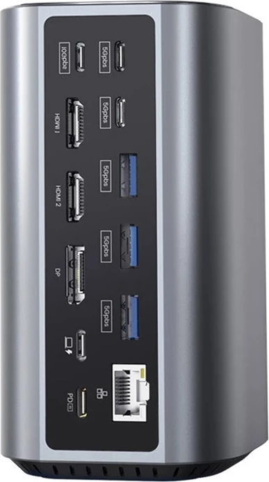 Docking računalniško ohišje Blitzwolf BW-TH15, 17 vrat, USB-C/USB-A/HDMI/DP/Ethernet, sivo