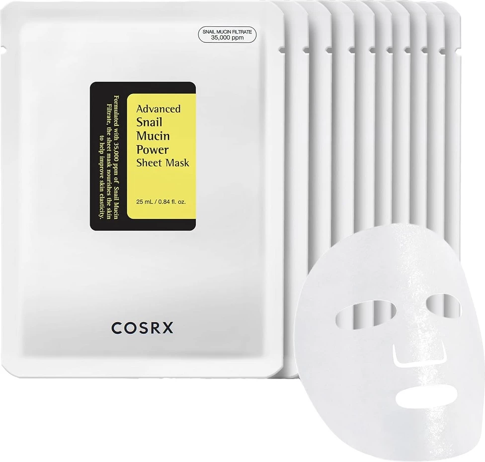 Maska za obraz za ženske COSRX Advanced Snail Mucin Power Sheet Mask, 10 kosov