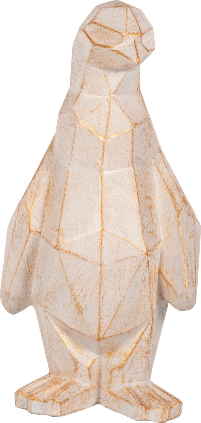 Talna dekoracija pingvin FH7915 GRC v beli patini z zlatimi detajli 30x20x60H cm