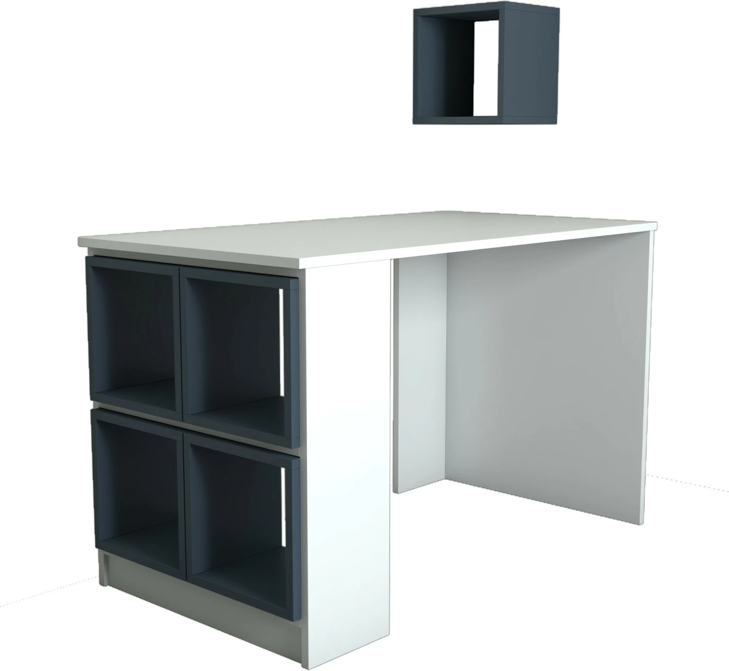 Pisalna miza z policami, bela in modra, Hanah Home