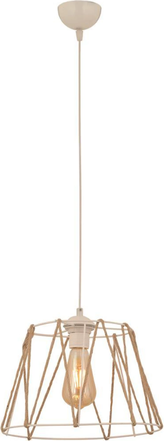 Kovinska stropna svetilka v beli barvi z bež vrvjo FH7566.03 Φ30x81Υ cm