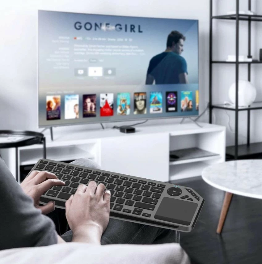 Brezžična tipkovnica s sledilno ploščico, Techly 365375, Bluetooth/2.4 GHz, LED, črna/siva