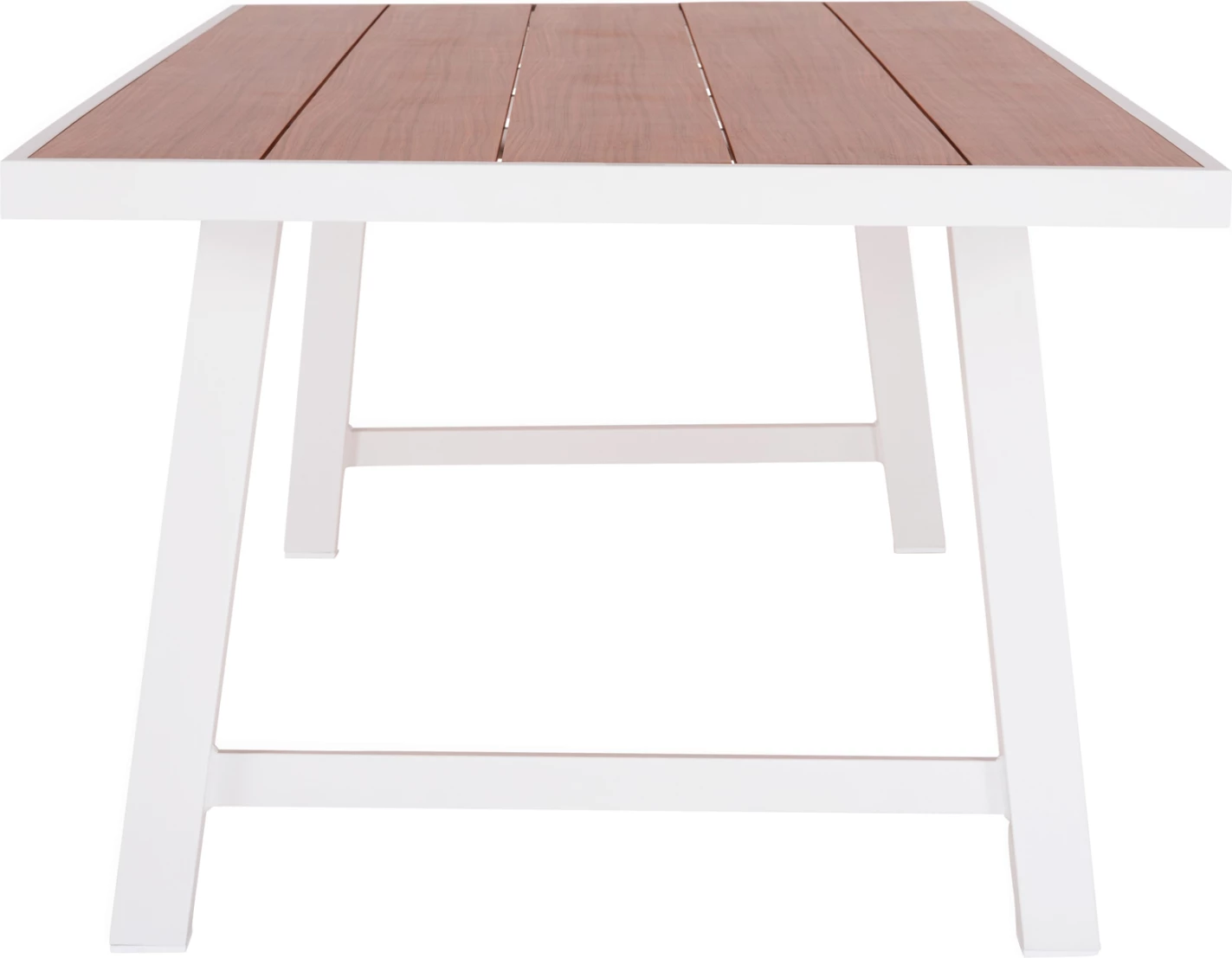 Zunanji aluminijasti miza GOBAR FH6060.01 bela z leseno podobno ploščo 240Χ105Χ75Hcm