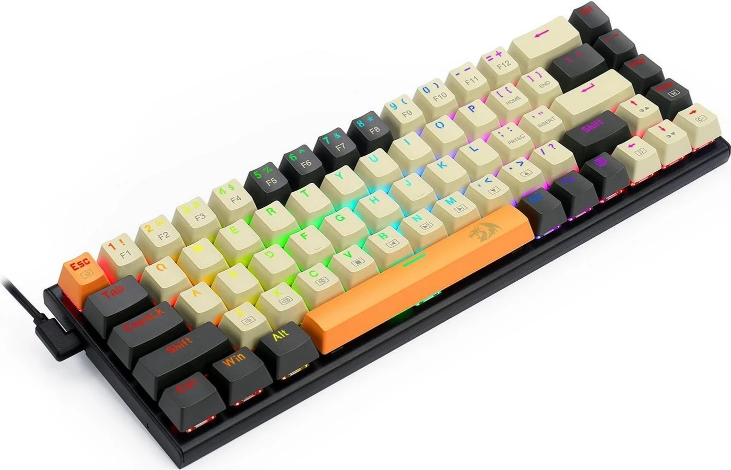 Mehanska tipkovnica Ryze Redragon K633CGO-RGB, 61 tipka, rjava