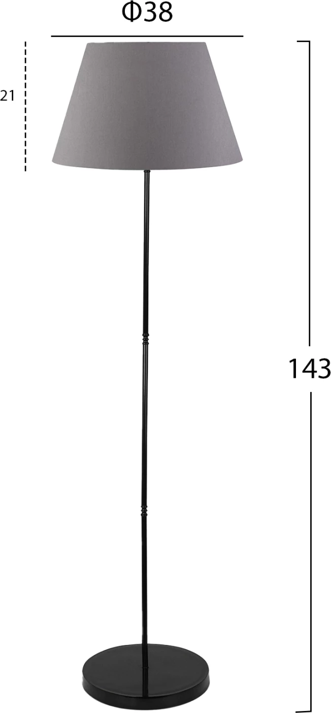 Stojna svetilka, črna steber, siva abažur FH7610.03