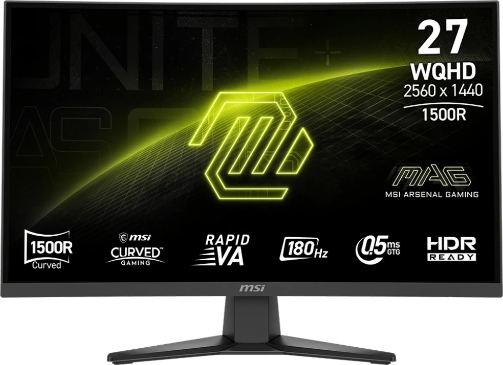 Gaming monitor MSI MAG 275CQFDE E18, 27 palcev, WQHD, 180 Hz, Rapid VA, črn