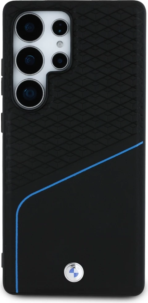 Ohišje iz usnja z teksturo in gladko površino MagSafe za Samsung Galaxy S25 Ultra, BMW, črno