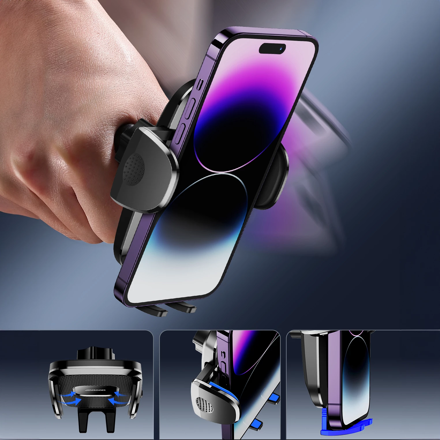 Mehanski nosilec za pametni telefon za avto, univerzalen, črn Joyroom JR-ZS259