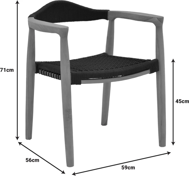Jedilna garnitura 7-delna Ganny-Pino, teak naraven - črn 180/240x100x75 cm