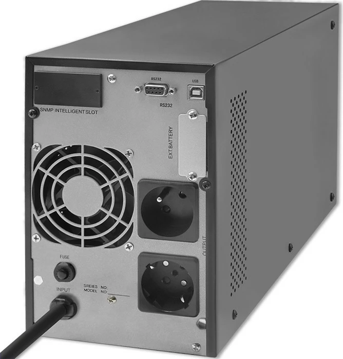 Neprekinjeno napajanje (UPS) Qoltec 53981, 2 kVA, 1600 W, čista sinusoida, LCD, USB, črn