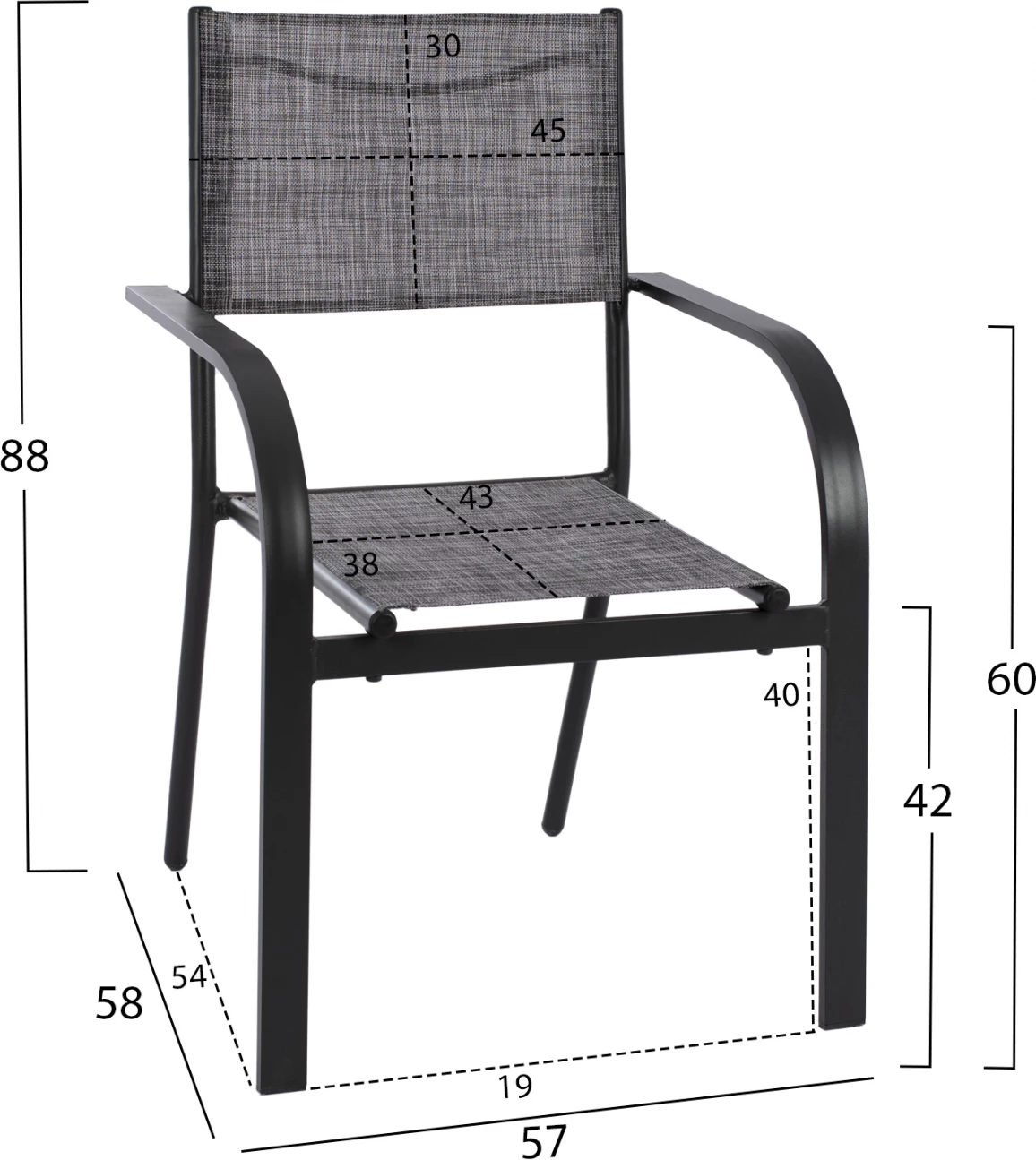 Jedilni set z dežnikom 8 kosov siva miza 150x90 in naslanjač FH11533.02