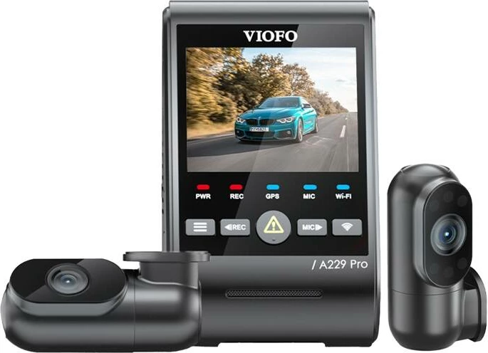 Avto snemalnik 3CH, 4K + 2K + 1080P, WiFi, GPS, črn, Viofo A229 Pro