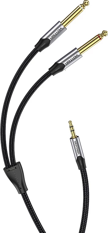 Audio kabel Vention BARHK, 3,5 mm na 2x 6,35 mm, 8 m, siv