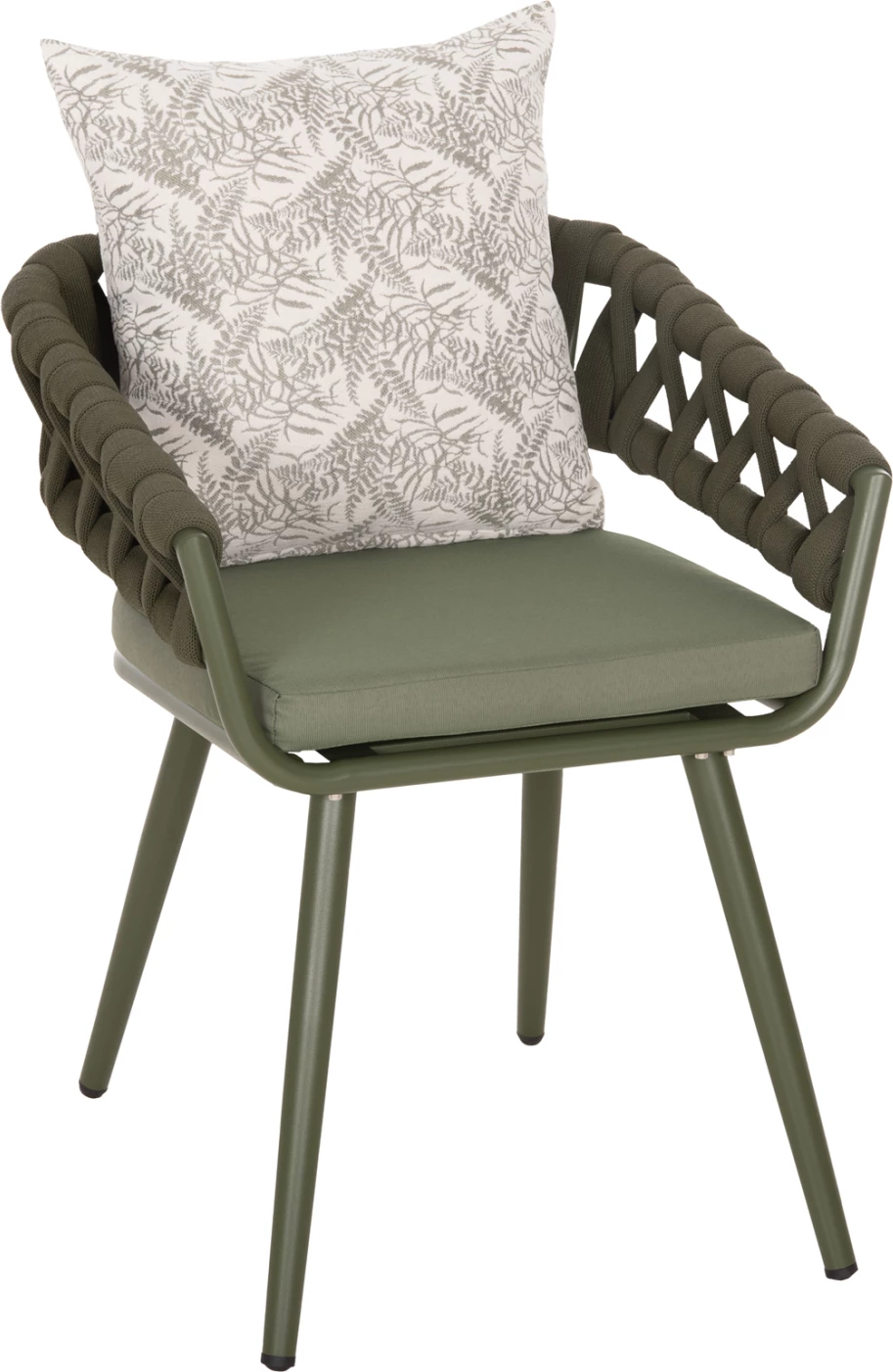 Aluminijasti naslanjač CAMDEN FH6141.09 z blazino z vzorcem - temno olivna 56x60x72-87Hcm