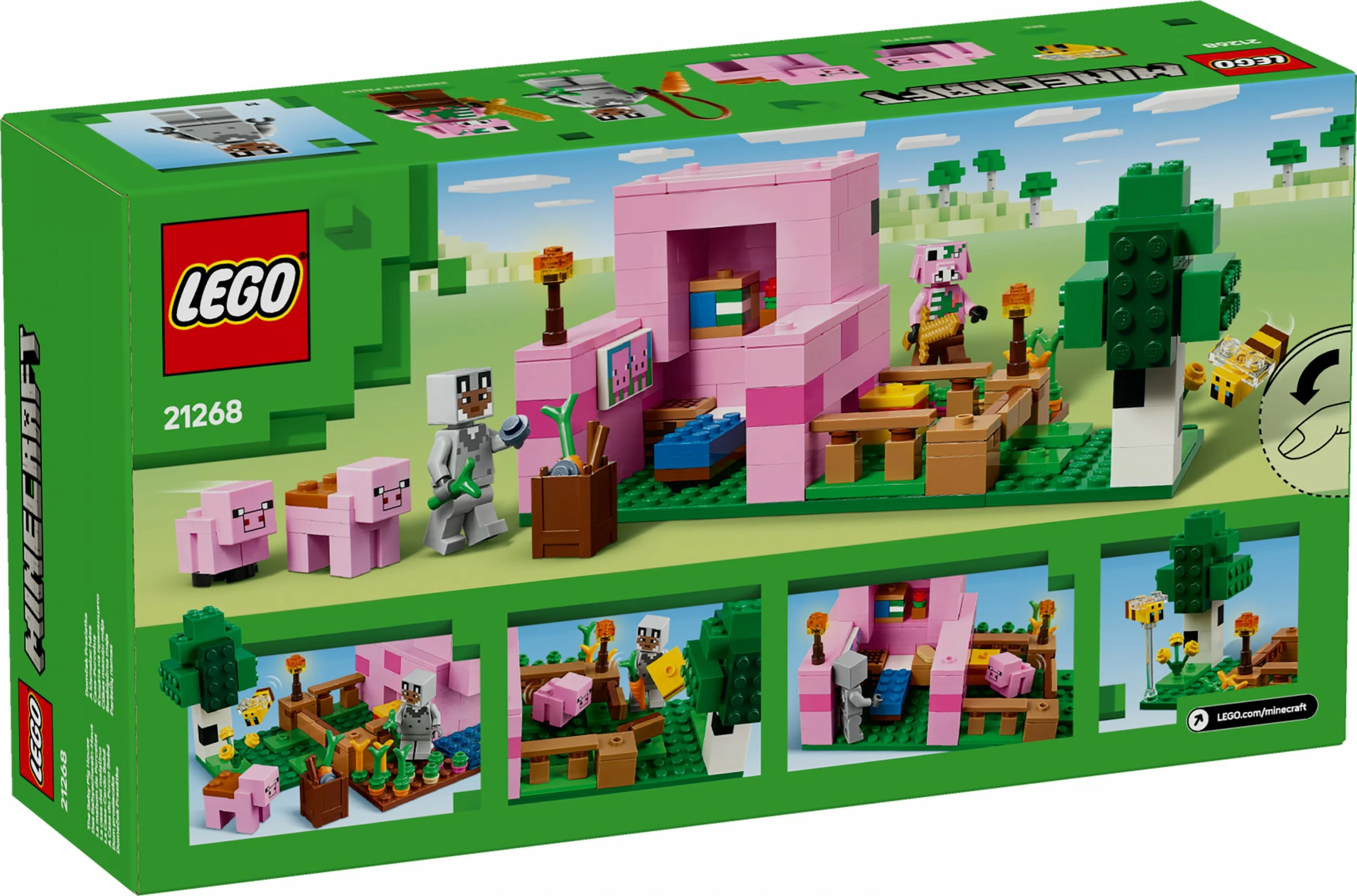 Gradbeni set LEGO Minecraft 21268 Hiša malih prašičkov, 238 kosov, večbarvno