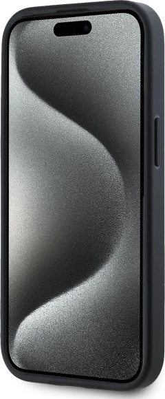 Ovitek za telefon z žimanim kovinskim logotipom MagSafe, DKNY, za iPhone 15, bež