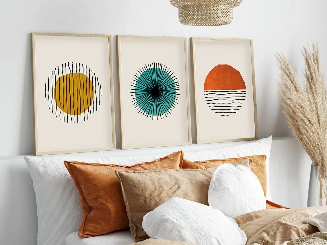 Dekorativna slika s okvirjem, MDF, 3 kosi, Wallity Huhu12, 50x35 cm