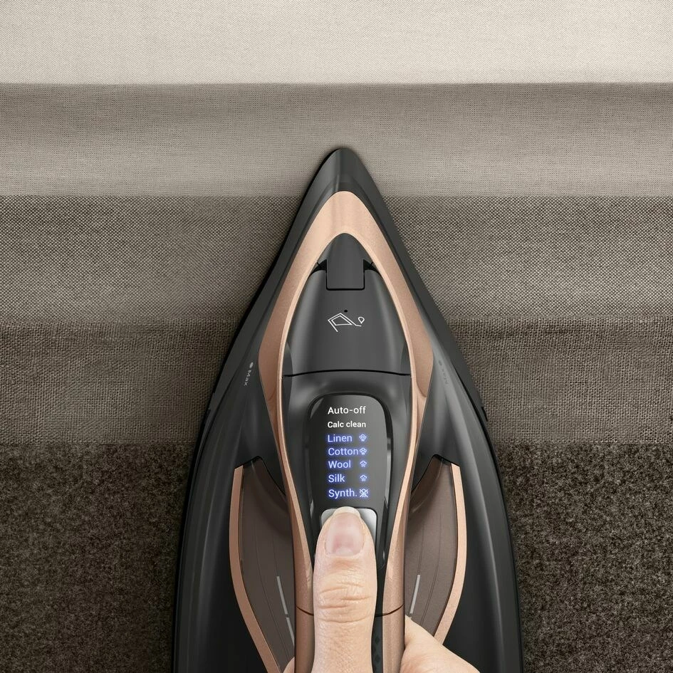 Glačalo Tefal Ultimate Power Pro FV9E50, suho in para, 3200 W, Durilium AirGlide Autoclean, črno/medeno