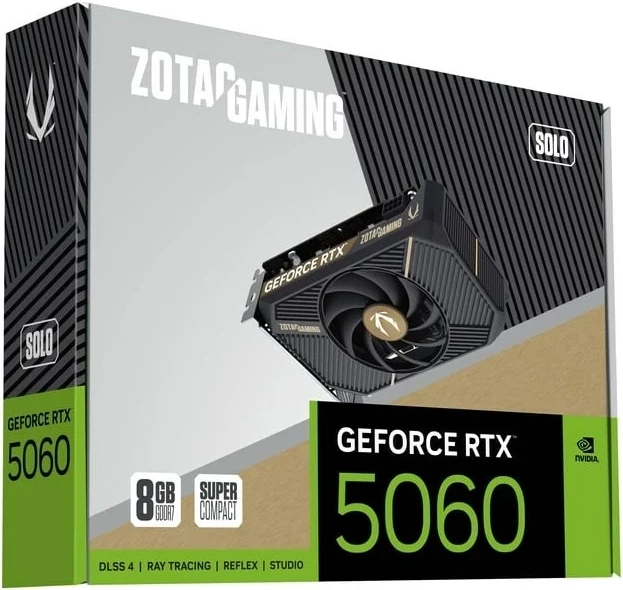 Grafična kartica ZOTAC GAMING GeForce RTX 5060 SOLO, 8 GB GDDR7, črna