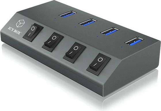 USB razdelilec, 4 x USB 3.2 Gen 1, aluminij, antracit ICY BOX IB-HUB1405