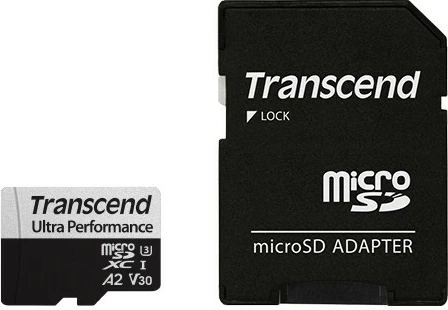 Kartica microSDXC 128GB Transcend 340S, Class 10, UHS-I, A2, črno/siva