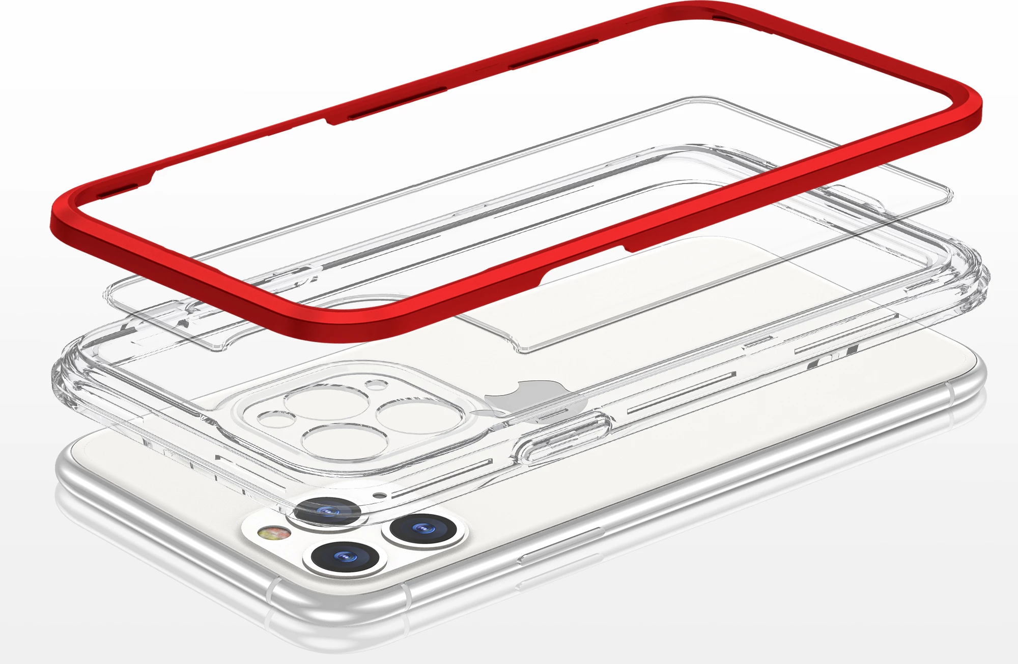 Prozoren ovitek Hurtel Hybrid Armor Clear 3in1 za iPhone 11 Pro Max, rdeč