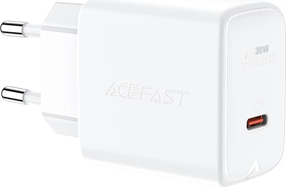 Stenski polnilec Acefast A21, USB-C, 30W, GaN, bel
