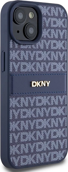 Ovitek za telefon DKNY Mono Stripe & Metal Logo za iPhone 15/14/13, modra