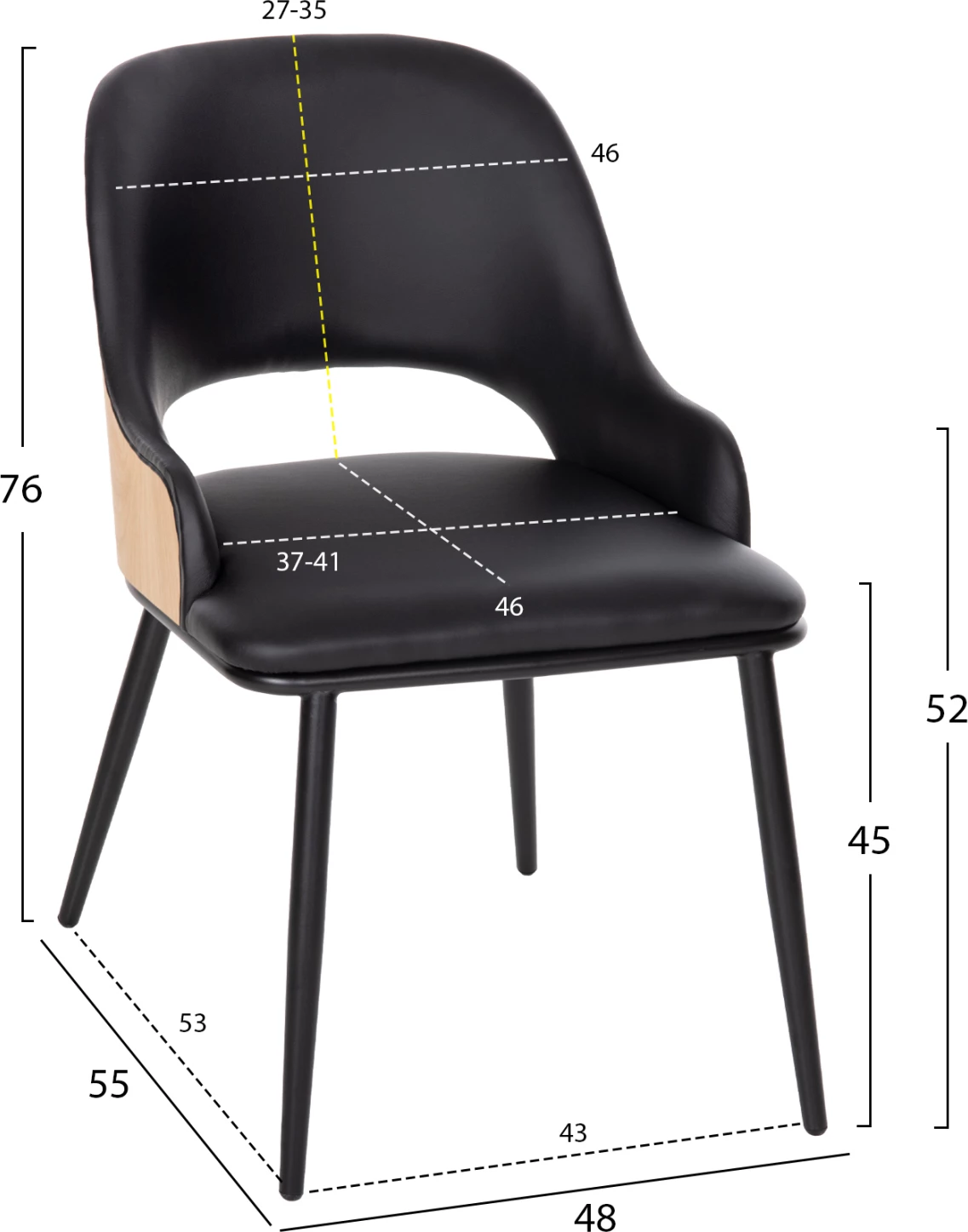 Jedilni set 5 kosov FH11971 miza DENTY & 4 stoli DELF (hrast-črna)